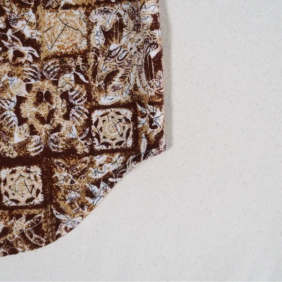 Vintage Contempo Casuals Brown and Ochre Print Set Tank Top & Wrap Skort - Picture 9 of 17